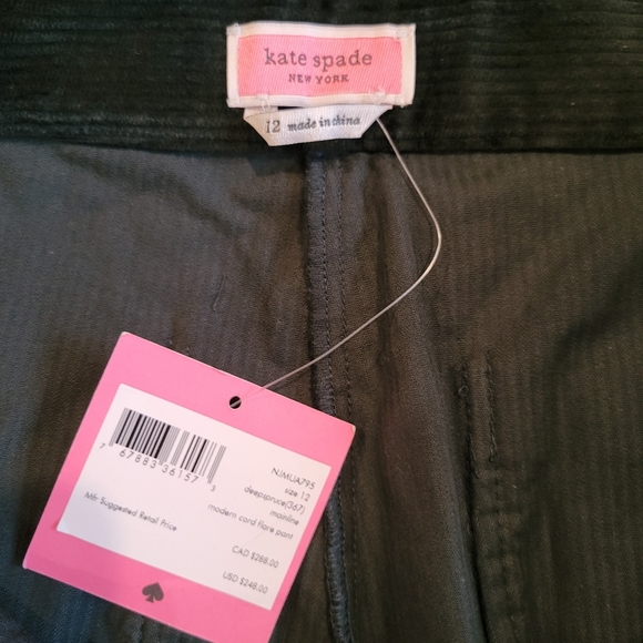 🆕️Kate Spade modern cord deep spruce wide leg - Picture 5 of 9